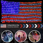 HYH Solar Powered American Flag Lights, 420 LEDs Net Light up Outdoor - Image 2