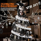 Halfchet 43 Pcs Halloween Hanging Tree Ornaments Decorations Skeleton Skull Ghost Realistic Crow Ball Hanging Ribbon Spider for Halloween Party - Image 5