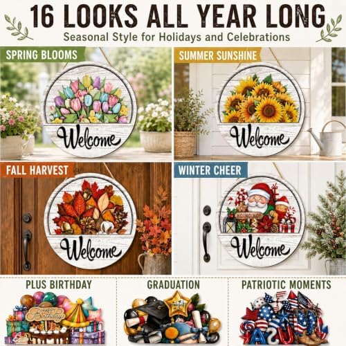 16PCS Interchangeable Welcome Sign for Front Door One Signs Every Season - Image 4