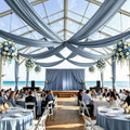 2 Panels 5ft(W) x 20ft(H) Dusty Blue Ceiling Drapes for Wedding Parties by PartyVillage