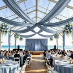 2 Panels 5ft(W) x 20ft(H) Dusty Blue Ceiling Drapes for Wedding Parties by PartyVillage