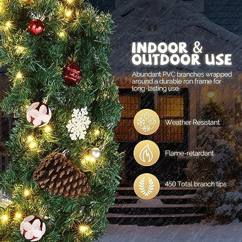 VINGLI 48" Artificial Pre Lit Christmas Wreath with 150 LED Lights - Image 4