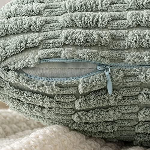MIULEE Euro Sham Corduroy Decorative Throw Pillow Covers 22x22 Grey Green - Image 3