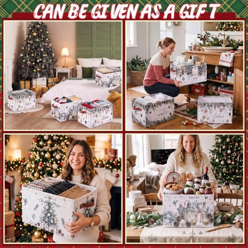 6 Pcs Christmas Storage Bins with Handles, Xmas Gift Baskets - Image 7