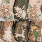 LUBOT 4 Pack Christmas Stockings Set of 4 Large Family Xmas Stocking Woolen Embroidered 20" Modern Rustic Farmhouse Country Rope Fireplace Hanging Holiday Decor - Image 4