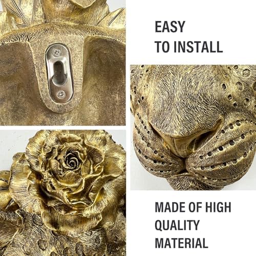 GUSFREUD Gold Animal Heads Sculptures Wall Art - Resin Faux Leopard for Home Wall Decor, Leopard Wall Hanging Decoration for Living Room, Bedroom & Kitchen, Unique Gift Idea - Image 5