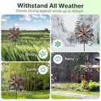 Wind Spinners Outdoor, 84" Large Metal Kinetic Wind Sculptures for Garden, Classic Yard Art with 2 Piece Welcome Flag Decoration - Image 6