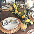 11.8'' Round Woven Placemats Set of 6 Plate Chargers, Heat Resistant Non-Slip Water Hyacinth Weave Place Mats Farmhouse Straw Braided Rattan Tablemats Wicker Placemats for Dining Table Decoration - Image 3