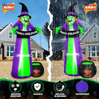 8Ft Halloween Inflatables Witch Outdoor Decorations with Candy Cauldron, Scary Blow Up Witch Holds I Smell Children Banner, Inflatable Halloween Build-in LEDs for Party Yard Lawn Garden Decor - Image 4