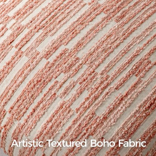 a moment Boho Striped Decorative Throw Pillow Covers Set of 2,22"X22",Pink - Image 4