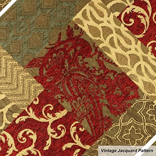 Loom and Mill Luxury Patchwork Damask Placemats Set of 6, Red Gold, 12x18in - Image 5
