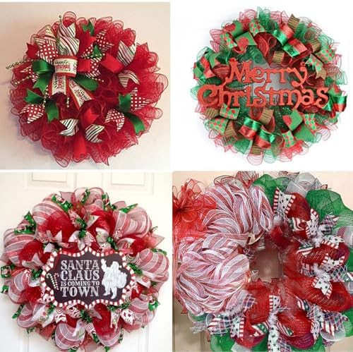 5 Rolls Christmas Deco Mesh Ribbon for Wreaths Crafts Supplies - Image 2