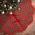 Junkin Red Green Plaid Quilted 60in Christmas Tree Skirt Tartan Tree Decor by Junkin