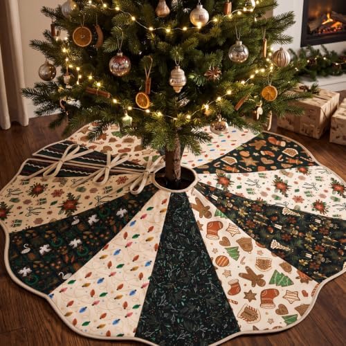 Vintage Primitive Quilted Christmas Tree Skirt,Gift,60 Inch by Vertintong