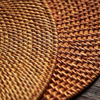 13" Natural Hand Woven Rattan Placemats for Dining Table,Decorative Heat Resistant Mats for Kitchen Coutertops,Hot Dishes,Pots and Pans,Round Diameter 35CM (Set of 2,Gold) - Image 7