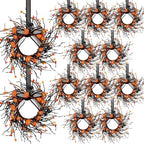 12 PCS Mini Halloween Wreaths for Kitchen Cabinets Pumpkin Door Wreaths by Unknown