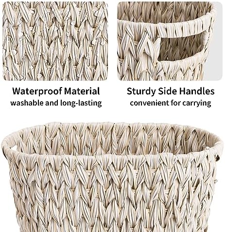 GRANNY SAYS Wicker Trash Can, Wicker Waste Basket for Bathroom, Butter Milk - Image 5
