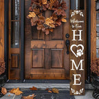 FemiaD Welcome To Our Home Sign For Front Porch Standing 8x63inch Wooden Dog Paw Welcome Sign Large Farmhouse Rustic Outdoor Tall Vertical Porch Sign for Home Front Door Wall Decor - Image 3