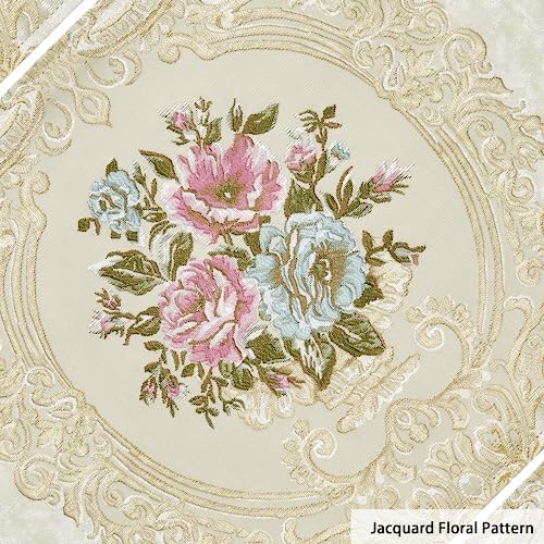 Loom and Mill Luxury Damask Placemats Set of 4, Pearly Beige, 12x18in - Image 4