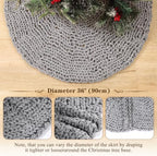 Shappy Gray 36 Inch Chunky Knit Christmas Tree Skirt Crochet Tree Skirt - Image 3