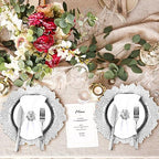 Dandat 48 Pcs Charger Plate Bulk 13'' Floral Reef Plates with Napkin Ring 24 Plastic Dinner Charger Plate 24 Flower Napkin Holder for Table Setting Wedding Party (Silver) - Image 5
