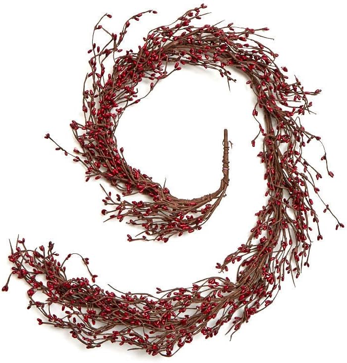 Fall Thanksgiving Pip Berry Garland – 54" Rustic Rich Burgundy Berries - Image 6