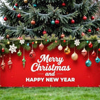 16x7Ft Dual Holiday Garage Door Banner - Happy New Year on Red Background with Ornaments Large Backdrop cover,Outdoor/Indoor Decor for Party Home - Image 5