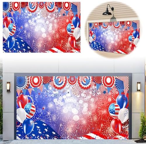 American 250th Birthday Garage Door Cover Decorations, 4th of July Photograph Backdrop America USA Banner 250th Anniversary Garage Door for Independence Day Patriotic Party Outdoor Decor Banners (H) - Image 4