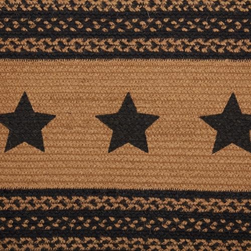 VHC Brands Farmhouse Primitive Jute Black Textured Table Runner w/Stenciled Stars 13"x36" - Image 5