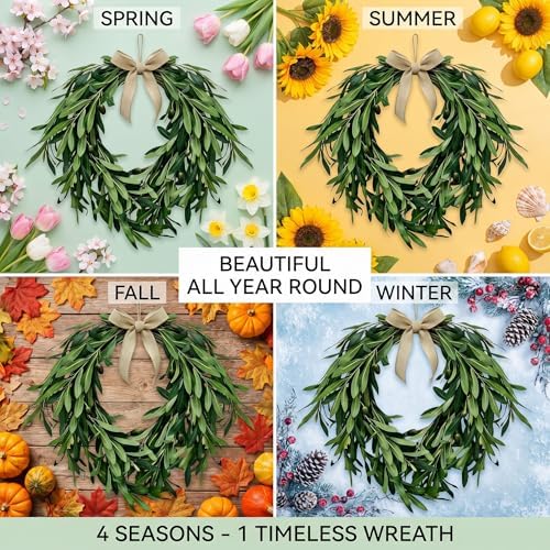 Heart Shaped Artificial Olive Leaf & Fruit Wreath (2PS 22in) - Image 6
