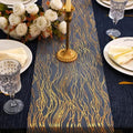 Snowkingdom 2pcs Gold Wave Table Runner, 11×108 Inch Golden Metallic Sparkle Lines Mesh Table Runners, Lightweight Gold Party Decorations for Mothers Day, Wedding, Birthday, Christmas, Party Dinner by Snowkingdom