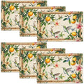 Farmhouse Lemon Placemats Set of 6 Rustic Flowers Hummingbirds Table Mats Bird Place Mats Decor Imitation Linen Heat Resistant Tablecloth for Dining Decorations Kitchen Party Restaurants 12''x18'' by gkmaolt