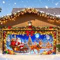 7x16FT Merry Chrismas Garage Door Banner Gingerbread Deer Snowman Santa Claus Winter Garage Door Cover Decoration for Chrismas Outdoor Decoration by FOREVERQUEEN