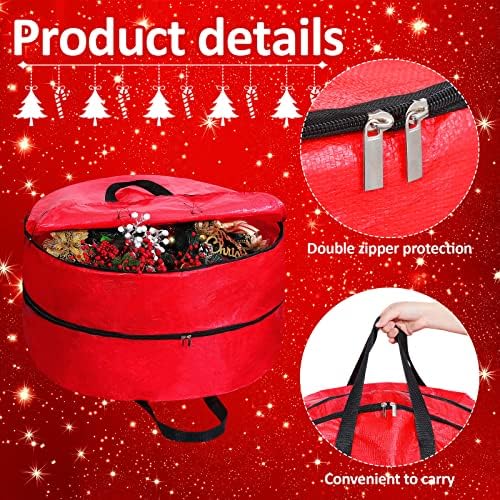 Hoolerry 2 Pcs Christmas Wreath Storage Bags Double Layer,30 Inch - Image 3