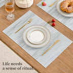 Leetaltree LightSteel Blue Placemats Set of 12 - Heat Resistant Non-Slip Place mats for Dining Table, Washable Durable PVC Vinyl Woven Table Mats（LightSteel Blue, 12） - Image 4