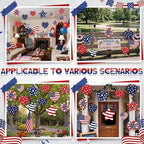 RattanView 12 Pcs Large Outdoor 4th of July Hanging Decor Patriotic Tree Ornaments 12'' and 10'' Red White Blue Plastic Tags with String Lawn Yard Garden for Independence Day 250th Anniversary Decor - Image 5