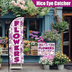 Buryeah 5 Sets Flower Banner Sign Kit Including 1 Flower Feather Flag 4 Double Sided Arrows Signs with Metal Stakes for Outside, Business Advertising, Directional Signage (Purple) - Image 3