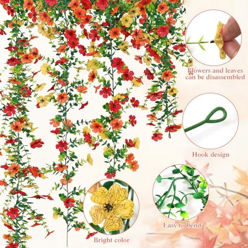Fall Artificial Flower Garland 4 Pack Wildflower Floral Garland - Image 4