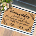 Funny The Entrance Way Outside Personalized Rug with Heavy-Duty Non Slip Outdoor Coconut Coir Doormat Pets Lover Gift 23.6 x 15.7 inch (Spanish Bienvenidos May God Bless Our Home) by XTDJJKK