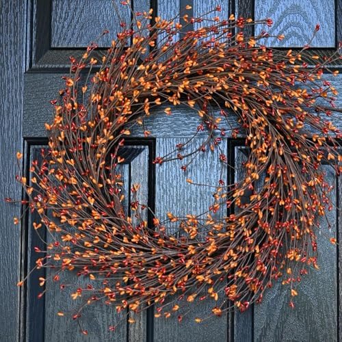 Jobflower 24 inches Orange Berry Fall Wreaths for Front Door by Unknown