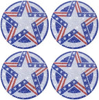Rhinestone Round Placemats Set of 4, (Silver and Blue, 15") by Cumouna