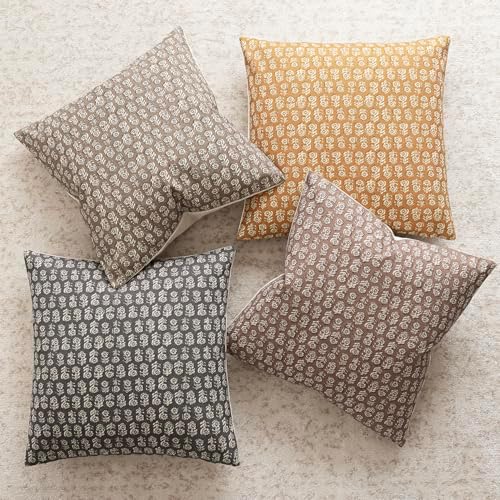 Foindtower Decorative Floral Print Throw Pillow Covers 22×22 Golden Orange - Image 5