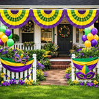 3Pack Mardi Gras Bunting 2x20Ft Large Carnival Bunting Banner Purple, Green, Gold Stripe for Mardi Gras, Lent, Easter, Home Decor Outside Garden Fence New Orleans Themed Party Décor Indoor Outdoor - Image 7