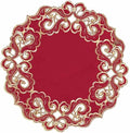 Decozen Set of 12 Doilies for Table, Lace Doilies Rustic Farmhouse Kitchen Dining Table Centerpiece Decor, 15 Inch Gold Burgundy Round Placemats for Home, Valentines Day Gifts, Valentines placemats by Decozen