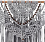Deco 79 Cotton Macrame Wall Decor with Beaded Tassels, 36" x 1" x 46", Gray - Image 4