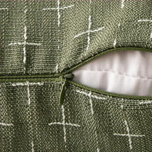 MIULEE Pack of 2 Decorative Burlap Linen Euro Sham Spring Throw Pillow Covers Modern Farmhouse Vintage Pillowcase Rustic Woven Textured Cushion Cover for Sofa Couch Bed 26x26 Inch Olive Green - Image 3