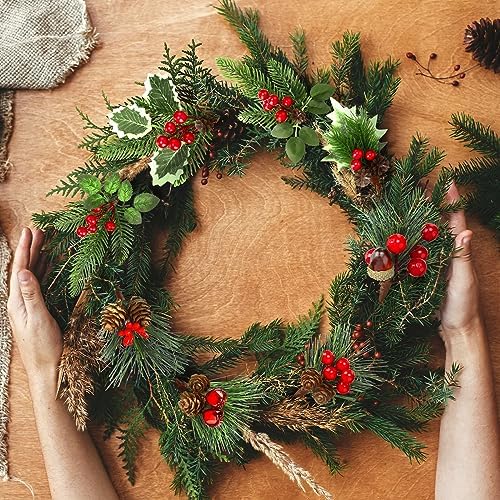 48 Pcs Christmas Floral Picks and Sprays Cone Berry Stems for Craft, Vivid - Image 5