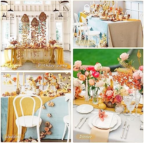 35x72 Inch Mustard Cheesecloth Table Runner Fall Thanksgiving Boho Decor - Image 6