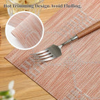 Leetaltree Coral Placemats Set of 12 - Heat Resistant Non-Slip Place mats for Dining Table, Washable Durable PVC Vinyl Woven Table Mats（Coral, 12） - Image 3