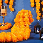 Giegxin 15 Pack 5ft Marigold Garland for Decor, Light Orange - Image 4